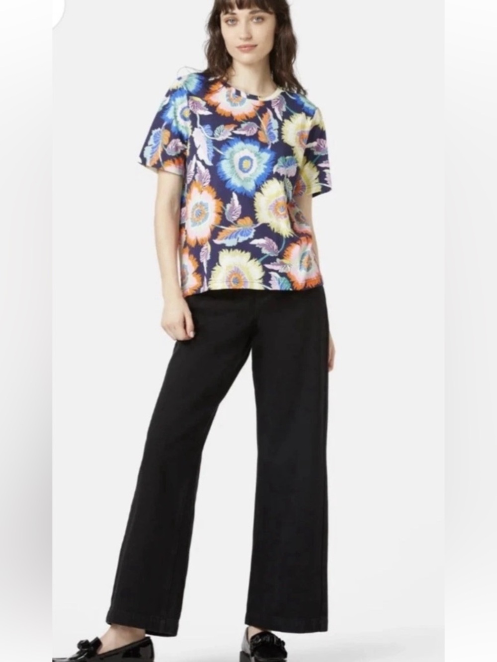 Gorman Wonderbloom Colorful Printed Tee Shirt Top Size 10 Artsy